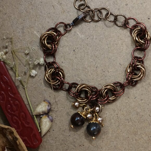 Copper Chainmaille Weave Bracelet - Picture 1 of 6